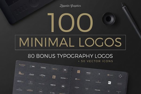 100个小微Logo设计模板精选及80个版式Logo设计模板精选 100 Minimal Logos + BONUS