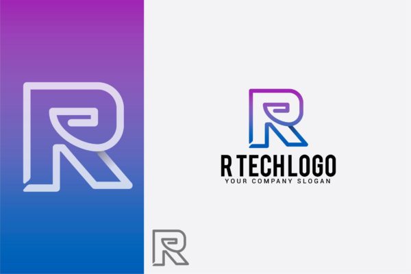 创意字母Logo设计模板精选系列之字母R R tech logo