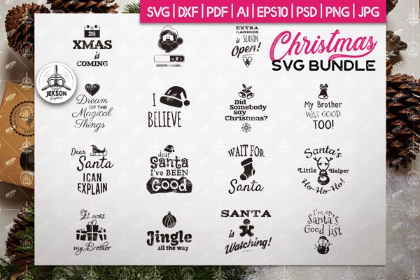 圣诞节主题徽标/Logo矢量设计素材 Christmas SVG Sayings Bundle – XMAS Cricut Files
