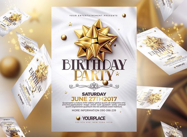 生日派对邀请函制作 PSD 模板 Birthday Invitation 3 Psd Template