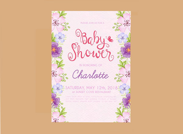 超美的宝宝洗礼邀请卡 Baby shower invitation