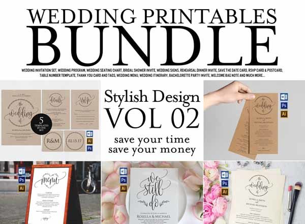 婚礼邀请物料套装打包[ai,psd]