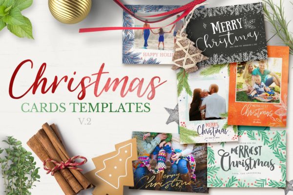 圣诞贺卡制作模板超级汇总第二波 Christmas Cards Template v2
