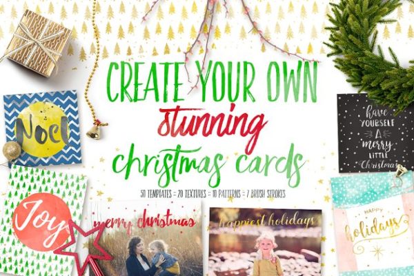圣诞节贺卡制作设计模板汇总 Design your own Christmas Cards
