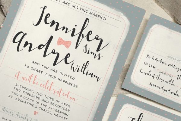 甜蜜圆点婚礼设计物料模板 Sweet Polka Dots Wedding Suite