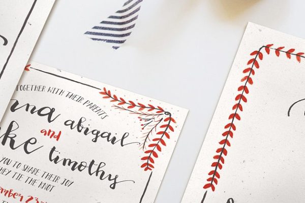 水彩花卉装饰婚礼设计物料模板汇总 Watercolor Floral Wedding Suite