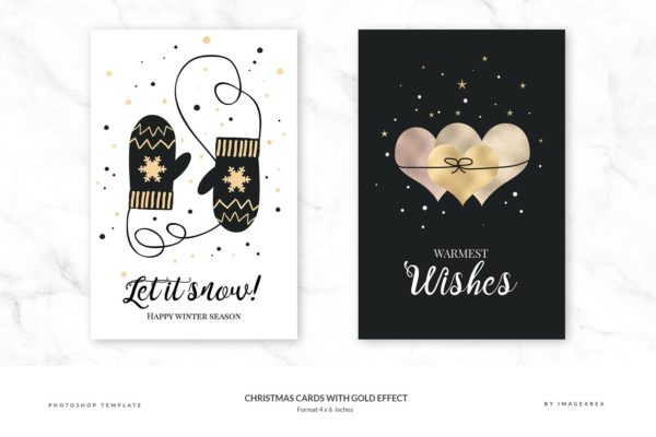 金箔装饰圣诞节主题贺卡制作模板 Christmas Cards with Gold Effect
