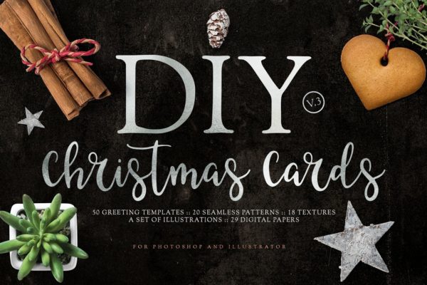 圣诞节贺卡制作DIY设计素材包v3 DIY Christmas Cards v3