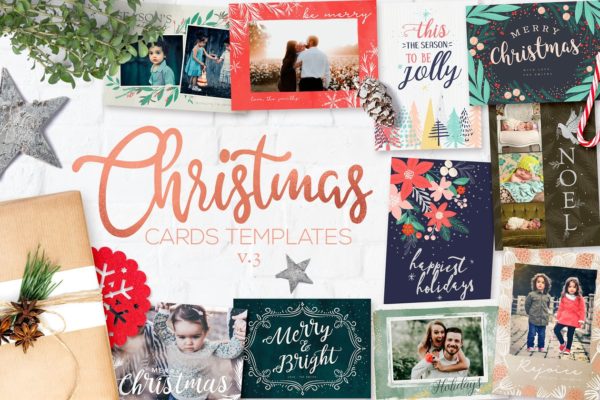 圣诞节主题贺卡制作模板v3 Christmas Card Templates v3