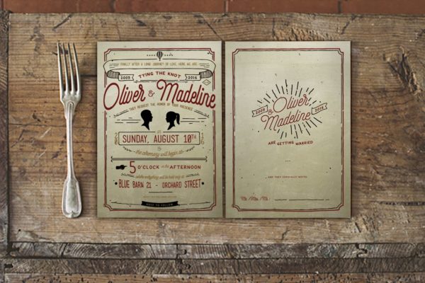 复古手写婚礼邀请函制作模板套装 Vintage Hand Lettering Wedding Suite