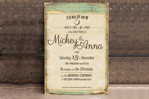 复古旅行婚礼设计模板汇总 Vintage Journey Wedding Suite