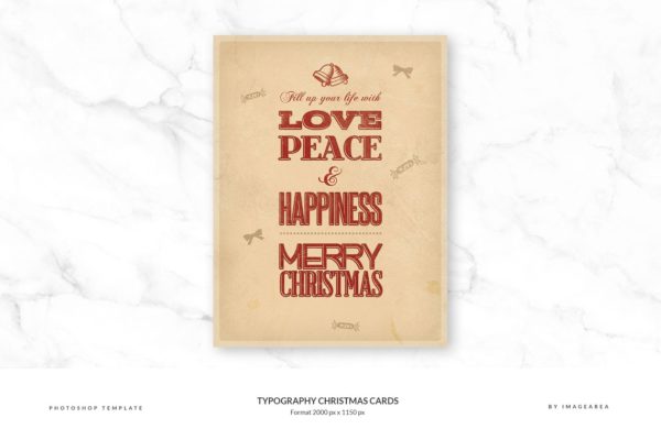 古典风格圣诞节活动贺卡制作模板 Typography Christmas Cards