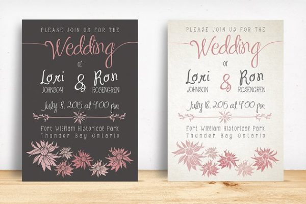 花卉装饰婚礼邀请函制作设计模板 Flower Wedding Invitation Suite