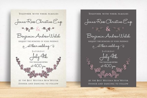 樱花主题婚礼平面设计素材 Cherry Blossom Wedding Suite