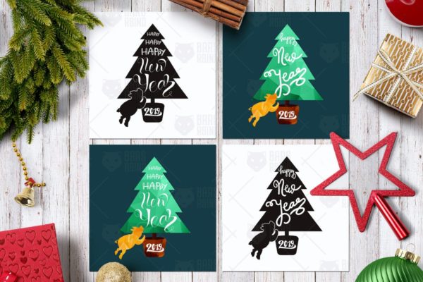 2019年猪年新年贺卡制作设计模板 2019 Happy New Year Greeting