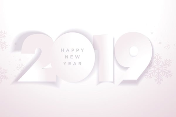 2019年数字新年贺卡制作设计模板[简约版] Business Happy New Year 2019 Greeting Card