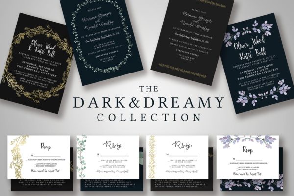 黑暗梦幻婚礼邀请函制作套装 Dark & Dreamy Invitation Collection