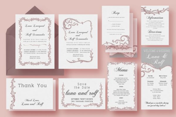 精致花卉藤蔓婚礼邀请函制作套装 Vine Wedding Invitation Suite
