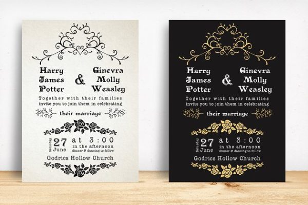 经典花卉包边婚礼邀请函制作套装 Classic Wedding Invitation Pack