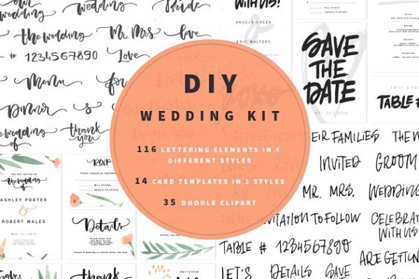 婚礼贺卡制作祝语DIY设计素材 DIY Wedding Kit