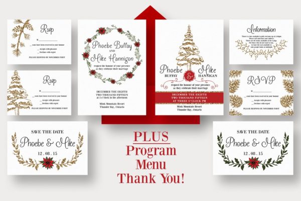 冬季婚礼邀请函制作设计模板套装 Winter Wedding Suite