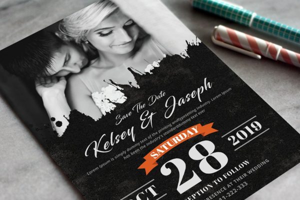 海报风格婚礼邀请函制作设计套装 Wedding Invitation