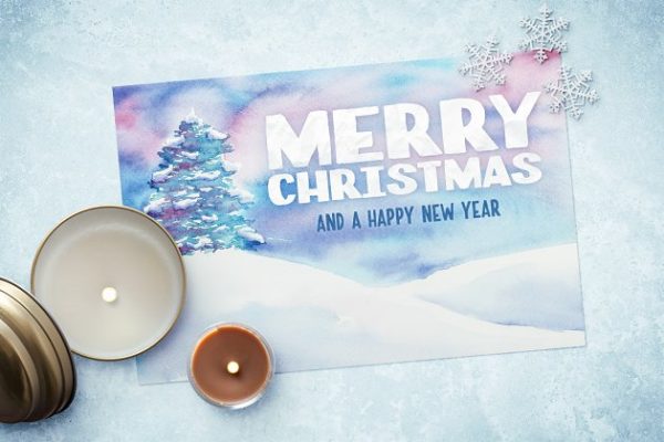 水彩圣诞节日贺卡制作卡片模板 Watercolor Christmas Card Template 2