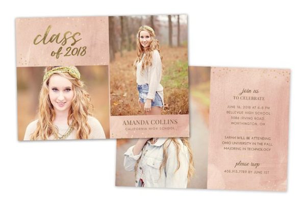 花园毕业典礼贺卡制作设计邀请函制作模板 Graduation Card Template 2018 Senior