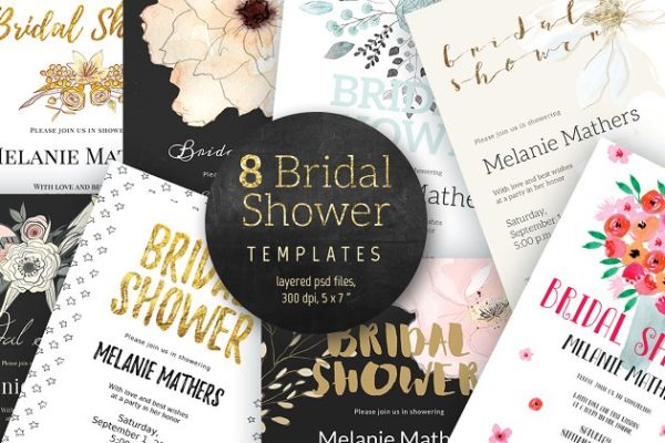 美国习俗新娘婚前派对邀请函制作模板 Bridal Shower Pack