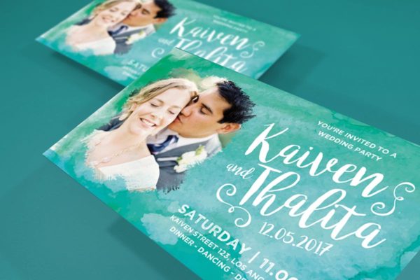 水彩元素婚礼邀请函制作设计模板 Watercolor Invitation Card