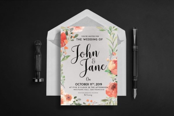 现代复古风格婚礼婚宴邀请函制作设计套装 Modern-Vintage Wedding Suite invitation
