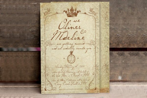 1900年经典复古巴黎婚礼邀请函制作设计套装 1900 Paris Wedding Invitation