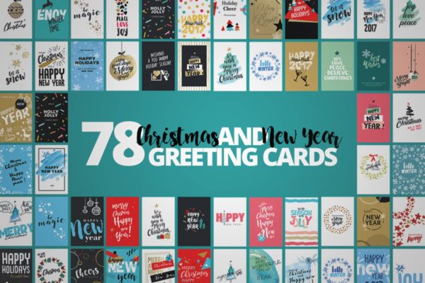 70+圣诞节＆新年节日贺卡制作设计模板汇总 Christmas Cards Mega Set