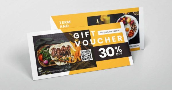 餐厅礼品券/优惠券AI＆PSD模板 Restaurant AI and PSD Gift Voucher