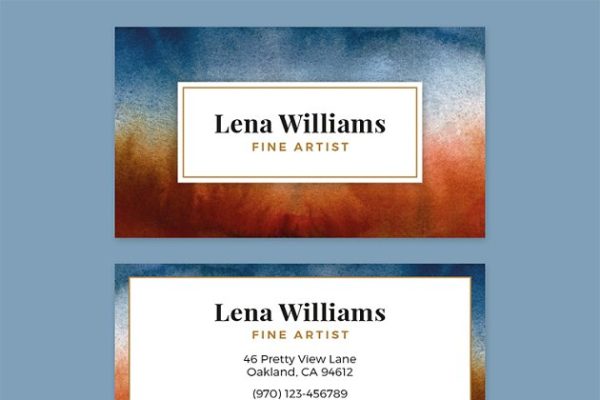 商务水彩艺术名片模板 Watercolor Business Card + Artwork