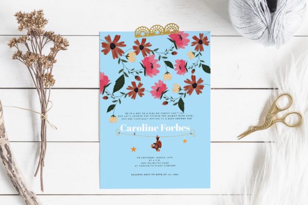 新生婴儿宝宝满月酒邀请函制作邀请卡设计模板 Baby Shower Invitation Card