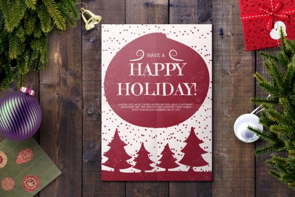 简约手绘图案圣诞贺卡制作设计模板 Christmas Card Template