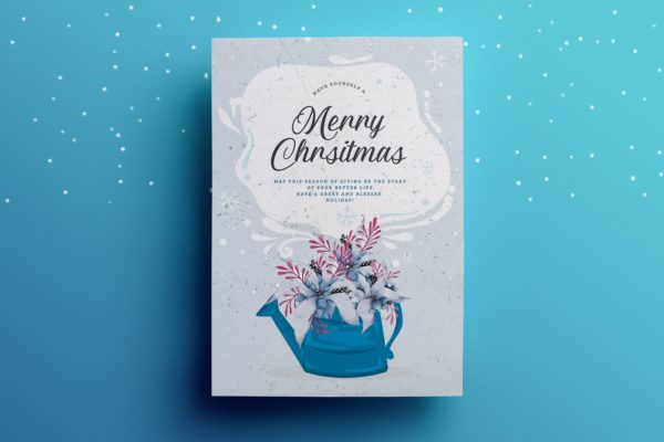 冬季圣诞手绘水彩设计风格贺卡制作模板 Winter Christmas Greeting Card