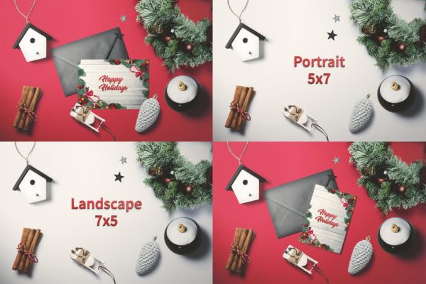 简约优雅圣诞贺卡制作设计模板v2 Christmas – Greeting card V.2