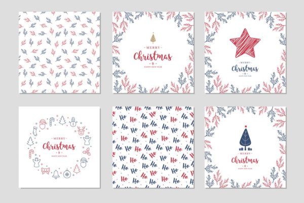 圣诞贺卡制作矢量设计模板素材v2 Christmas Card Set Vector vol.2