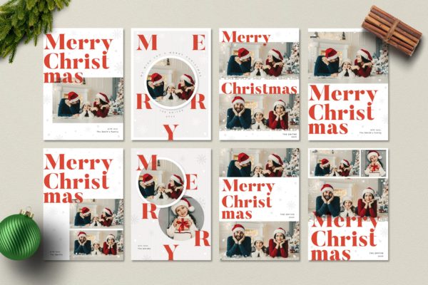 圣诞节照片贺卡制作设计模板集 Christmas Photo Card / Holiday Card