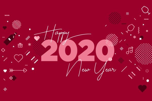 2020新年贺卡制作矢量设计模板v4 Happy New Year 2020 greeting card