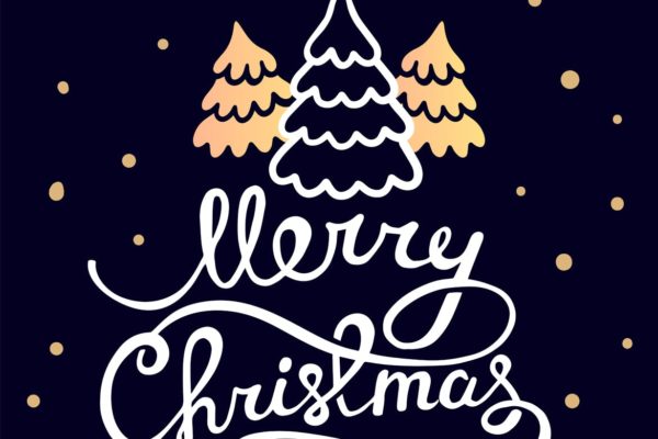 简约设计风格圣诞贺卡制作设计模板 Christmas cards. Golden and blue colors