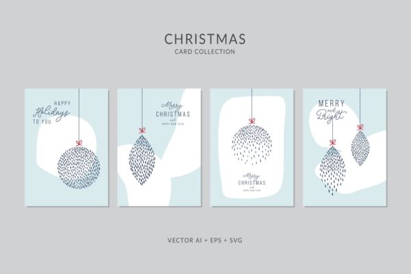 圣诞元素装饰艺术圣诞节贺卡制作矢量设计模板集v3 Christmas Greeting Card Vector Set