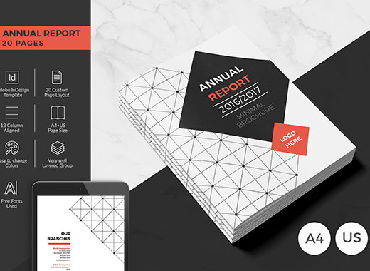 20页现代、极简的年度报告杂志模板[indd]