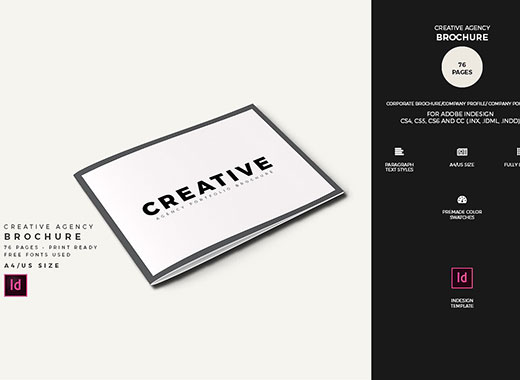 创意极简的黑白色调杂志手册模板[indd]