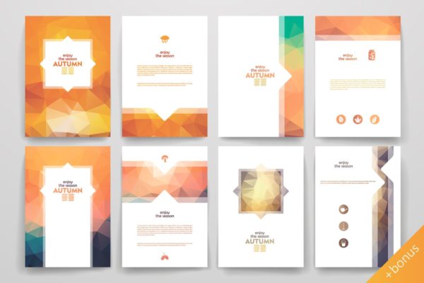 丰收季节秋天主题小册子模板 Set of Autumn brochures