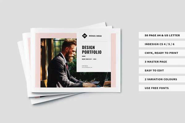 简约而专业的图形设计师产品组合杂志模板