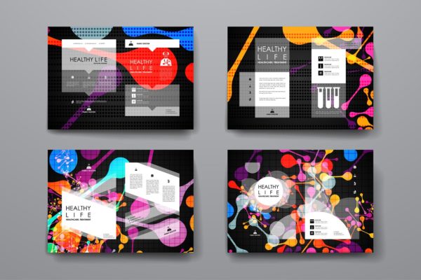 健康主题抽象图形背景小册子模板 Healthcare Brochures templates