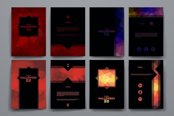 万圣节主题小册子模板 Set of Halloween brochures